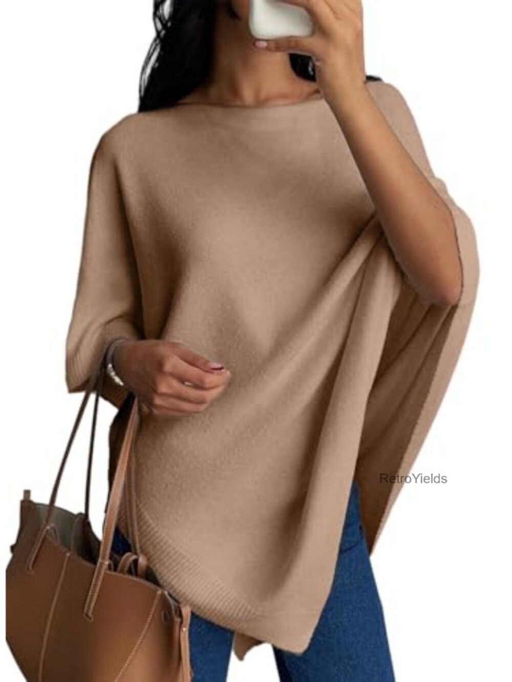SHEWIN Knit Poncho Asymmetrical Shawl Wrap Lightweight Women's Fall Outfit